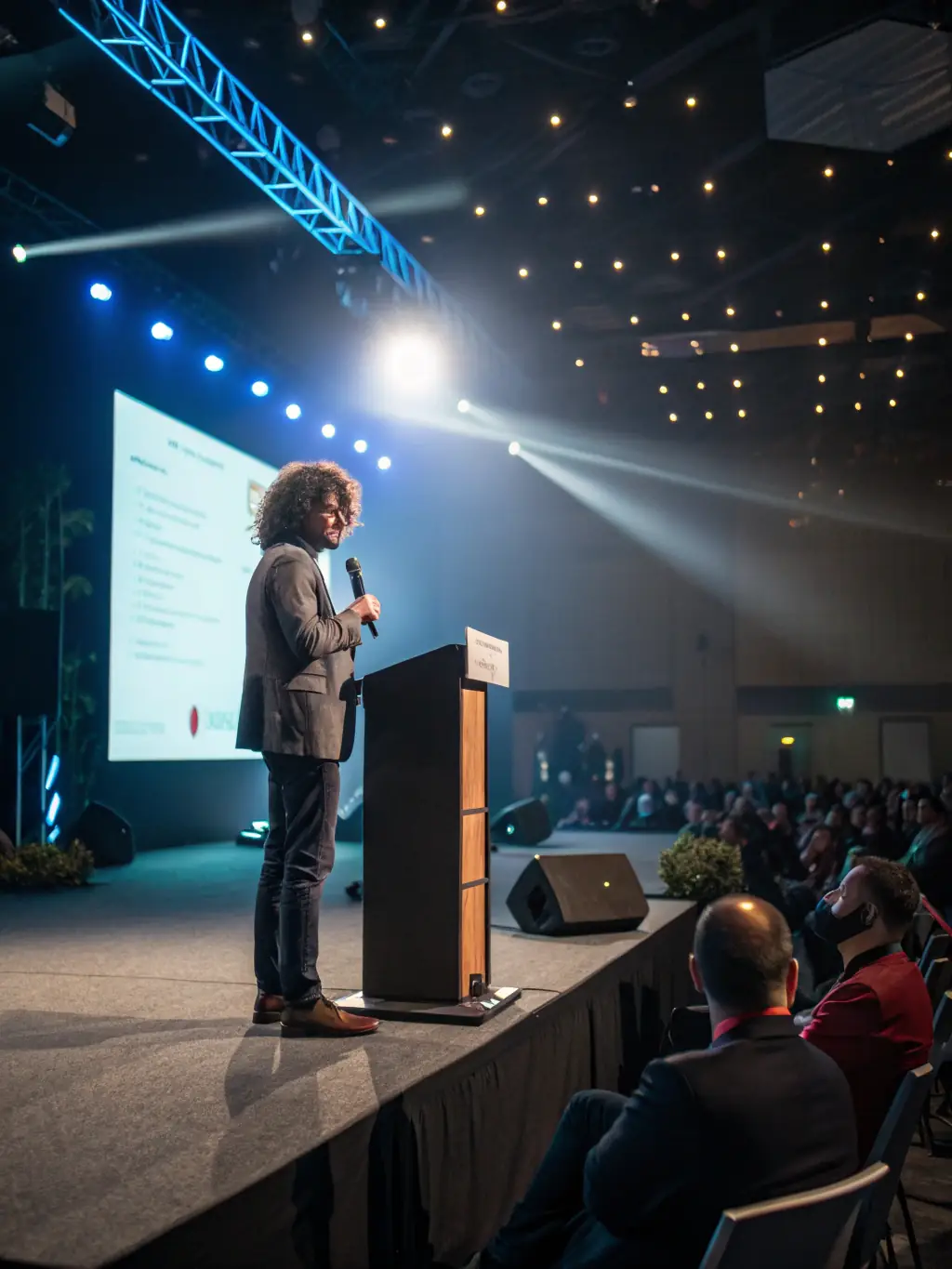 A research scientist presenting their latest AI research findings at an academic conference, highlighting the cutting-edge advancements in the field.